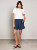 Shorts aus Leinen mit Bundfalten