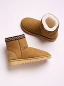 Braid Trim Sheepskin Shortie Boots