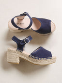 Espadrille-Sandalen mit Blockabsatz aus Wildleder