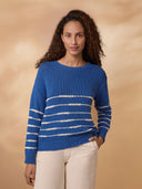 Pullover aus Leinenmischung mit Fallmaschen und Breton-Streifen