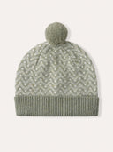 Lammwolle-Fair-Isle-Mütze mit Bommel