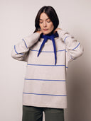 Merino-Mischung Pullover mit Schlitz und Trichterkragen