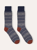 Herren-Socke aus Merinowoll-Baumwollmix mit Fair-Isle-Muster