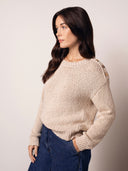 Linen Blend Slub Knit Button Detail Jumper