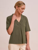 Schwing-T-Shirt mit Schalkragen aus Bio-Baumwollmischung