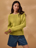 Linen Blend Slub Knit Button Detail Jumper