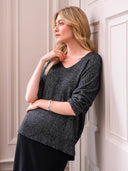 Glitzer-Pullover mit V-Ausschnitt