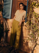 Linen Blend V Neck T Shirt
