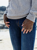 Fingerlose Lammfellhandschuhe
