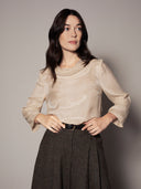 Satin-Top mit drapiertem Wasserfallausschnitt