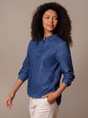 Easy Denim Hemd mit halber Knopfleiste